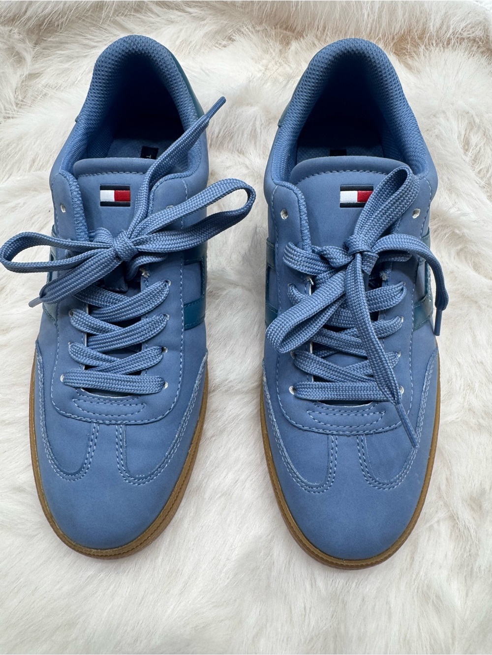 Tommy Hilfiger Sky Blue Lace-Up Sneakers with Gum Sole